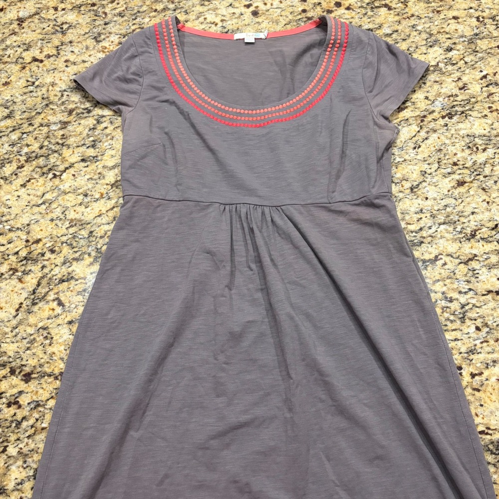 Boden Womens Grey Embroidered Dot Empire Waist Midi Dress Size US 12L ws